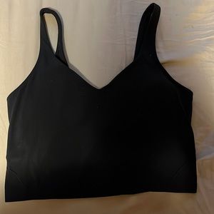 Lulu lemon align black tube top with built in bra, size 8